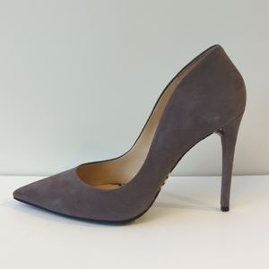 Alexandre Birman suede pointy toe pumps with snakeskin soles